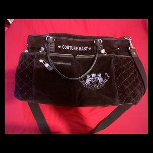 Juicy Couture black velour diaper bag